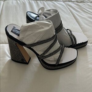 Elegant Black and Silver Women's Heels